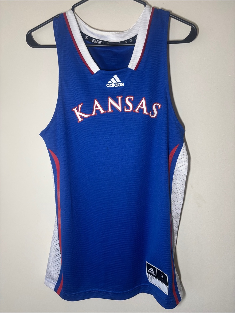 adidas Royal Blue Kansas Basketball Jersey with Red & White Trim